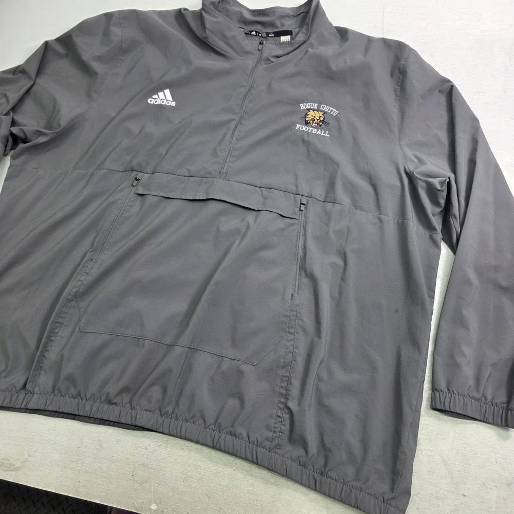 Adidas Bogue Chitto Football Pullover‎ Windbreaker Mens 4XL Gray Half Zip Jacket